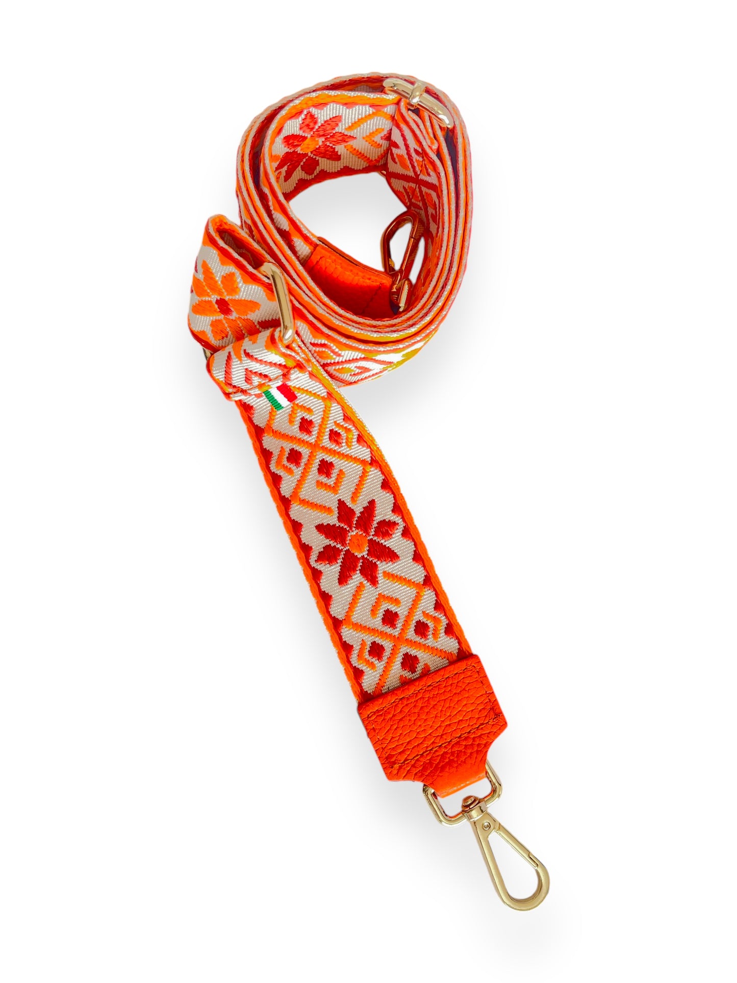 Italian Vibrant Strap - Orange Leather Ends
