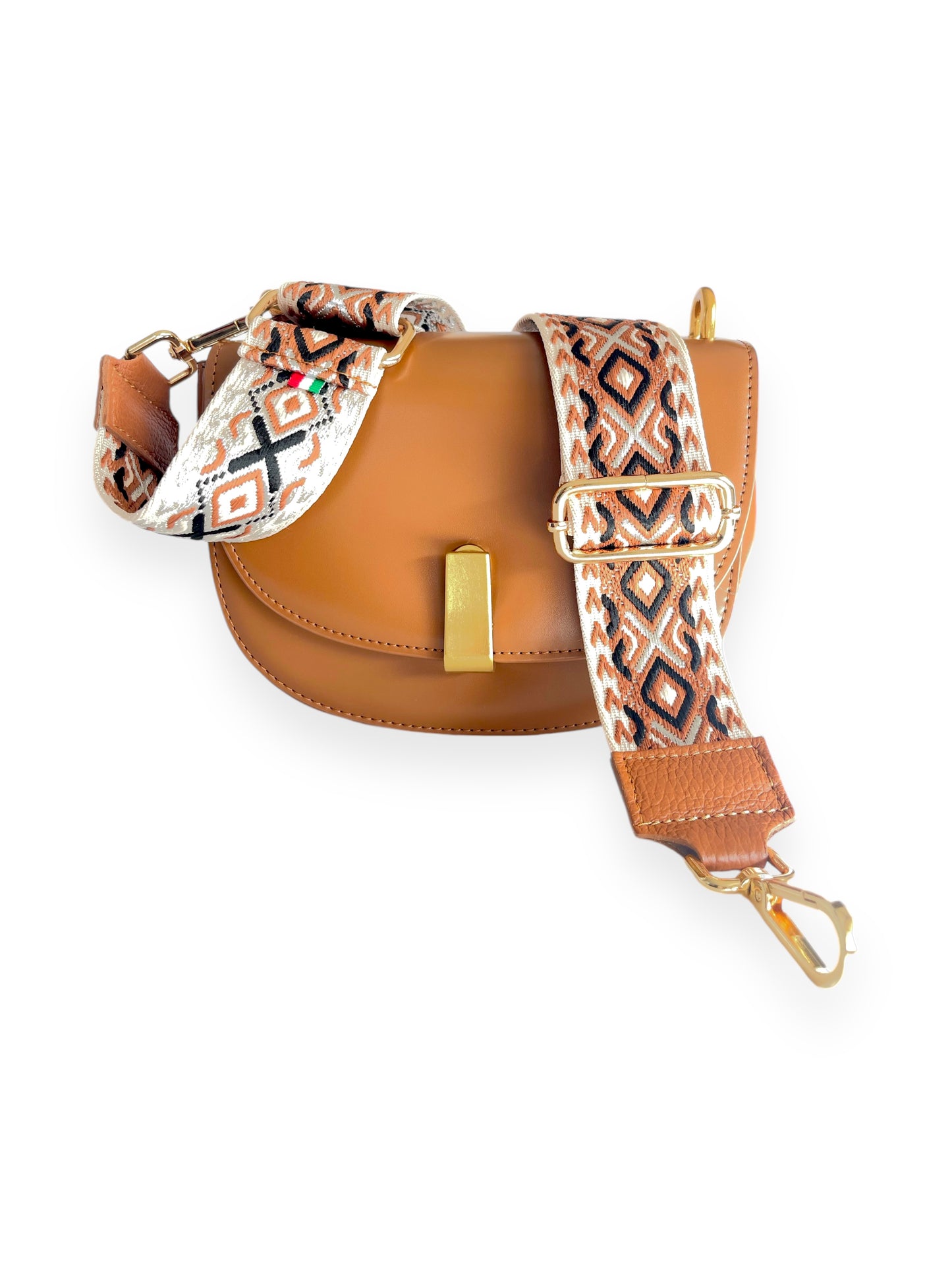Italian Vibrant Strap - Brown with a Silver Glow and Leather Ends