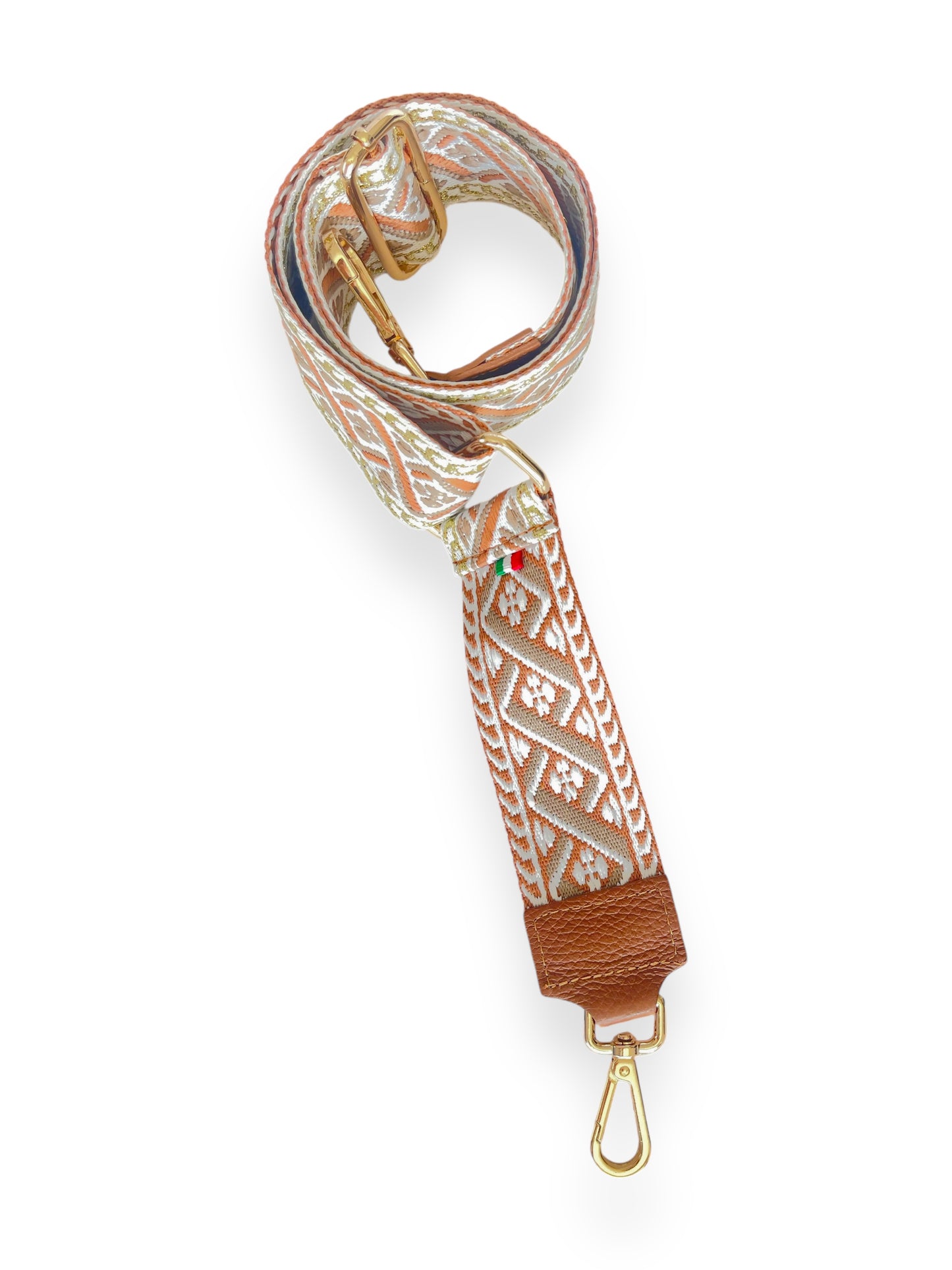Italian Vibrant Strap - Brown with a Gold Glow and Leather Ends